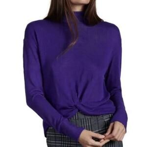 Sanctuary Womens Large Ready or Knot Top Purple Mock Neck Long Sleeves